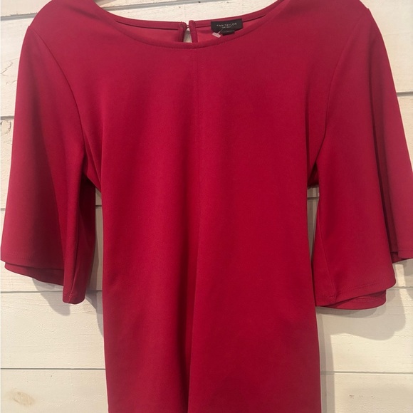 Ann Taylor Factory Dark Pink/Red with adjustable Tie Front /Back Blouse - Picture 12 of 14
